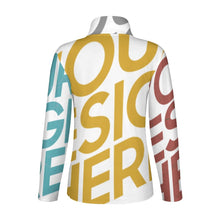 Lade das Bild in den Galerie-Viewer, Multi-Image-Druck Damen / Frauen Laufshirt Langarm Sport Shirt Funktionsshirt SDS007 mit Reißverschluss und Stehkragen mit Fotos Muster Text Logo selbst gestalten und bedrucken