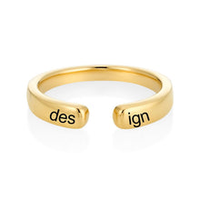 Lade das Bild in den Galerie-Viewer, Personalisierter Damen Open Ring Offene Ringe J0029 mit Wunschgravur mit 18K Gold Roségold Vergoldung selbst gestalten