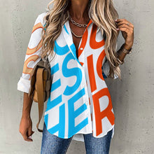 Lade das Bild in den Galerie-Viewer, Bis 8XL Multi Images Druck Bluse Damen Langarmbluse Leinenhemd B648 mit Foto Muster Text Logo selbst gestalten und bedrucken