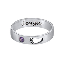Lade das Bild in den Galerie-Viewer, Personalisierter 925er Sterling Silber Babyfüße Ring J0021 mit Gravur selbst gestalten