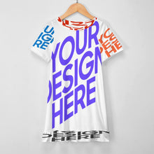 Lade das Bild in den Galerie-Viewer, Multi-Image-Design Mädchen Kleid Sommerkleid Kurzarm F5Q mit Foto Design Motiv Text selbst gestalten und bedrucken