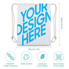 Lade das Bild in den Galerie-Viewer, Jutebeutel Segeltuch Canvas Kordelzugbeutel Kordeltasche Rucksack mit Kordelzug (Beidseitiger Druck mit dem gleichen Bild) mit Fotos Muster Text Logo selbst gestalten und bedrucken