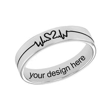 Lade das Bild in den Galerie-Viewer, Personalisierter Heartbeat Chart Herzschlag Diagramm Ring J0028 mit Gravur nach Wunsch mit 18K Gold Roségold Vergoldung selbst gestalten