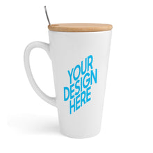 Lade das Bild in den Galerie-Viewer, Konischer Becher mit Bambusdeckel und Edelstahl Löffel individueller Druck selbst gestalten und bedrucken mit Ihren Fotos / Bildern oder Text