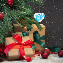 Lade das Bild in den Galerie-Viewer, Christbaumschmuck Herz Weihnachten Deko Anhänger mit Fotos Muster Text Logo selbst gestalten und bedrucken