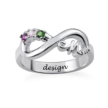 Lade das Bild in den Galerie-Viewer, Personalisierter 925er Sterling Silber Infinity Mom Ring J0023 mit gravierbarer Innenseite selbst gestalten