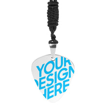 Lade das Bild in den Galerie-Viewer, Herren Retro Plektrum Halskette mit Anhänger aus Edelstahl mit Foto Namen Logo selbst gestalten und bedrucken