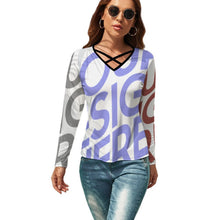 Lade das Bild in den Galerie-Viewer, Multi-Image-Druck Langarm TShirt Langarmshirt NZ118 mit V-Ausschnitt mit Fotos Muster Text Logo selbst gestalten und bedrucken