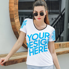 Lade das Bild in den Galerie-Viewer, Love Tee Short Sleeve Shirt V-Neck T-Shirt TSHIRT T01 - Damen / Frauen - selbst gestalten und bedrucken