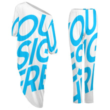 Lade das Bild in den Galerie-Viewer, Damen OFF Shoulder Shirt Kleid mit Carmen-Ausschnitt mit Hose SET 2tlg. VTZ mit Fotos Muster Text Logo selbst gestalten und bedrucken