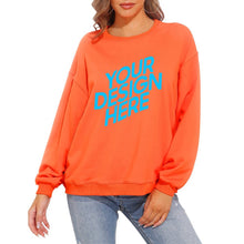 Lade das Bild in den Galerie-Viewer, 100% Baumwolle Rundhalspullover Rundhalsshirt Sweatshirt A-071 für Damen Frauen mit Foto Muster Text selbst gestalten und bedrucken