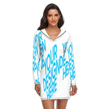 Lade das Bild in den Galerie-Viewer, Sportliches Hoodiekleid Langer Kapuzenpullover-Kleid QZ6056 Damen/Frauen selbst gestalten und bedrucken
