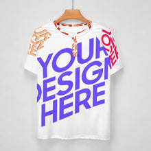 Lade das Bild in den Galerie-Viewer, Multi-Image-Design Herren Kurzarm Reglan T Shirt mit drei Knöpfen mit Ihrem Design Motiv Foto Text selbst gestalten und bedrucken
