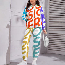 Lade das Bild in den Galerie-Viewer, Multi-Image-Druck All Over-Druck Kapuzenpullover Trainingsanzug SET Jogginghose & Hoodie Set 2 tlg. 4T03 Damen / Frauen mit Fotos Muster Text Logo selbst gestalten und bedrucken