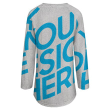Lade das Bild in den Galerie-Viewer, Einzelbilddruck All Over-Druck Gestricktes graues Tuch langes Rundhals Langarm Shirt TShirt BL mit Fotos Muster Text Logo selbst gestalten und bedrucken