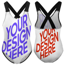 Lade das Bild in den Galerie-Viewer, Multi-Image-Design Mädchen Bademode Fashion Badeanzug NT018 mit Foto Design Motiv Text selbst gestalten und bedrucken