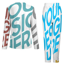 Lade das Bild in den Galerie-Viewer, Multi-Image-Druck Pajamas lang zweiteiliger Schlafanzug Damen / Frau BTZ mit Fotos Muster Text Logo selbst gestalten und bedrucken