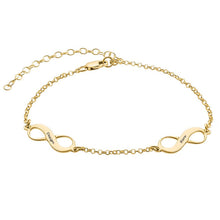 Lade das Bild in den Galerie-Viewer, Multiples Infinity-Armband Armkette Fußkette S0032 mit Anhänger mit Namen Gravur mit 18K Gold Roségold Vergoldung selbst gestalten