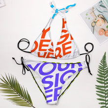 Lade das Bild in den Galerie-Viewer, Multi-Image-Druck Große Größen Damen / Frauen Triangle Bikinis Set Push-Up Bademode BK2131 mit Fotos Muster Text Logo selbst gestalten und bedrucken