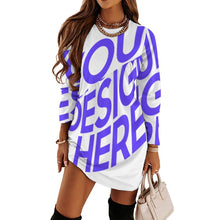 Lade das Bild in den Galerie-Viewer, Einzelbild-Design Damen Fashion Langarm Kleid Freizeitkleid mit Spleißen-Still F72Q mit Foto Design Motiv Text selbst gestalten und bedrucken