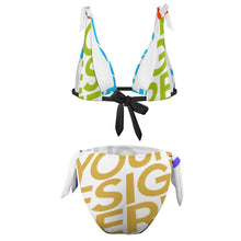 Lade das Bild in den Galerie-Viewer, Multi-Image-Druck Two-Piece Triangle Bikini Set zum Binden Damen 2 teilig BK2063 mit Fotos Muster Text Logo selbst gestalten und bedrucken