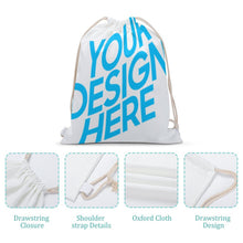 Lade das Bild in den Galerie-Viewer, Jutebeutel Segeltuch Canvas Kordelzugbeutel Kordeltasche Rucksack mit Kordelzug (Auf beiden Seiten verschiedene Bilder drucken) mit Fotos Muster Text Logo selbst gestalten und bedrucken