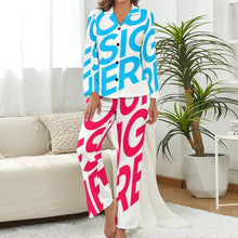 Lade das Bild in den Galerie-Viewer, Einzelbild-Design Schlafanzug Zweiteiliger Homewear Pyjama aus Satin für Damen/Frauen DTZREV1 mit Foto Design Motiv Text selbst gestalten und bedrucken