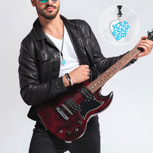 Lade das Bild in den Galerie-Viewer, Herren Retro Plektrum Halskette mit Anhänger aus Edelstahl mit Foto Namen Logo selbst gestalten und bedrucken