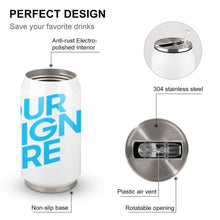 Lade das Bild in den Galerie-Viewer, Vollprint Cola Cup Becher Thermobecher aus Edelstahl 304 mit Deckel und Strohhalm 300ml / 500ml mit Foto Muster Text Logo selbst gestalten und bedrucken