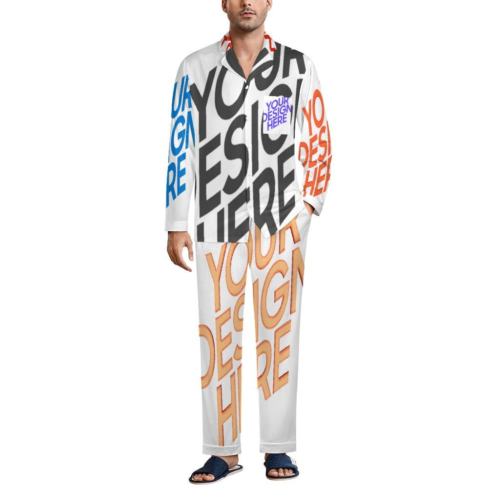 Multi-Image-Design Herren / Männer Schlafanzug Pyjama Set Langarm - Kragen Classic (2 tlg.) SDS062 mit Foto Design Motiv Text selbst gestalten und bedrucken