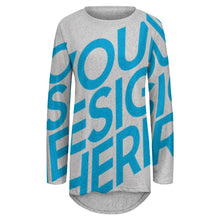 Lade das Bild in den Galerie-Viewer, Einzelbilddruck All Over-Druck Gestricktes graues Tuch langes Rundhals Langarm Shirt TShirt BL mit Fotos Muster Text Logo selbst gestalten und bedrucken