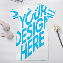Lade das Bild in den Galerie-Viewer, Bis 5XL Einzelbilddruck Damen Lockeres TSHIRT T-Shirt Kleid mit Taschen LQ mit Fotos Muster Text Logo selbst gestalten und bedrucken