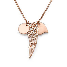 Lade das Bild in den Galerie-Viewer, Personalisierte Engelsflügel-Halskette mit Buchstaben Gravur X0027 aus 18K Gold- / Rosévergoldetes 925er Sterlingsilber / Kupfer selbst gestalten