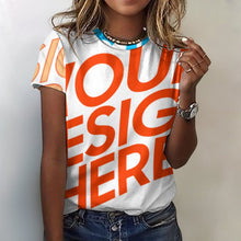 Lade das Bild in den Galerie-Viewer, Multi-Image-Druck Allover Print Rundhalsshirt Damen / Frauen 100% Baumwolle Kurzarmshirt Tshirt ay001 mit Fotos Muster Text Logo selbst gestalten und bedrucken