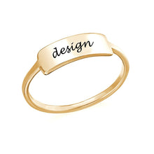 Lade das Bild in den Galerie-Viewer, Personalisierter Gravierter Kupfer Namensschild Ring J0019 mit Namensplakette mit Namen Gravur selbst gestalten