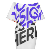 Lade das Bild in den Galerie-Viewer, Multi-Image-Design 2024 NEW Kleid Jerseykleid Schal-Kleid mit Rüschen MXLD017 mit Foto Design Motiv Text selbst gestalten und bedrucken (Simple Design)
