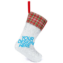 Lade das Bild in den Galerie-Viewer, Weihnachtsstrumpf Weihnachtssocke grün oder rot mit Pailletten selbst gestalten und bedrucken