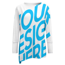 Lade das Bild in den Galerie-Viewer, Große Größen Einzelbilddruck Damen / Frauen Unregelmäßiges Langarmshirt Pullover T-Shirt TSHIRT mit Fotos Muster Text Logo selbst gestalten und bedrucken
