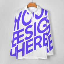 Lade das Bild in den Galerie-Viewer, Einzelbild-Design Kurzer Reißverschluss Herren Langarm Poloshirt mit Strickkragen RL mit Ihrem Design Motiv Foto Text selbst gestalten und bedrucken