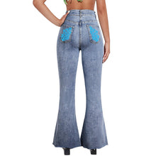 Lade das Bild in den Galerie-Viewer, Einzelbilddruck Damen / Frauen Schlagjeans Stretch Jeans Skinny Denim Schlaghose MC603 mit Fotos Muster Text Logo selbst gestalten und bedrucken