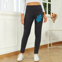 Lade das Bild in den Galerie-Viewer, Thermoleggins Super Dicke Lang High Waist Fleece Hose Winter Warme Jogginghose Grössen Elastische Strumpfhosen Damen Frauen mit Foto Text selbst gestalten und bedrucken