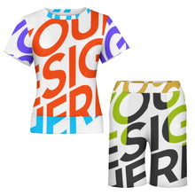 Lade das Bild in den Galerie-Viewer, Multi-Image-Design Allover-Druck Große Größen kurzärmeliges TShirt mit Shorts Set Trainingsanzug NTZ für Damen / Frauen selbst gestalten und bedrucken