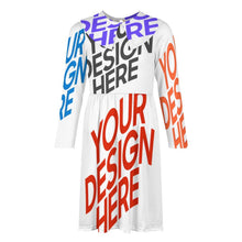 Lade das Bild in den Galerie-Viewer, Multi-Image-Design Mädchen Langarm Kleid Jerseykleid A-Linien-Kleid F6Q mit Foto Design Motiv Text selbst gestalten und bedrucken