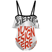 Lade das Bild in den Galerie-Viewer, Multi-Image-Design Kinder Mädchen Schulterfreier Badeanzug mit Rüschen Bademode NT045 mit Foto Design Motiv Text selbst gestalten und bedrucken
