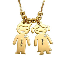Lade das Bild in den Galerie-Viewer, Gold- / Rosévergoldetes 925er Sterling Silber Kette Mutterkette X0008 mit Kinder-Anhängern und Wunschgravur für Mama mit Namen Gravur selbst gestalten