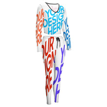 Lade das Bild in den Galerie-Viewer, Sportlicher Sweatshirtanzug mit V-Ausschnitt NZ153 für Damen Frauen mit Foto selbst gestalten und bedrucken