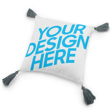 Lade das Bild in den Galerie-Viewer, Kuschelkissen Kissenbezug Kissenhülle aus Baumwolle und Leinen mit Kissenkern mit Quaste mit Foto selbst gestalten und bedrucken