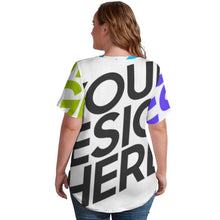 Lade das Bild in den Galerie-Viewer, Große Größen Multi-Image-Druck Damen / Frauen T-Shirt TSHIRT kurzarm mit V-Ausschnitt NZ109 mit Fotos Muster Text Logo selbst gestalten und bedrucken