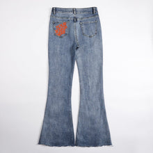 Lade das Bild in den Galerie-Viewer, Multi-Image-Druck Damen / Frauen Schlagjeans Stretch Jeans Skinny Denim Schlaghose MC603 mit Fotos Muster Text Logo selbst gestalten und bedrucken