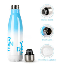 Lade das Bild in den Galerie-Viewer, 500ml Cola Flasche mit Farbverlauf Blau / Rosa mit Fotos Muster Text Logo selbst gestalten und bedrucken